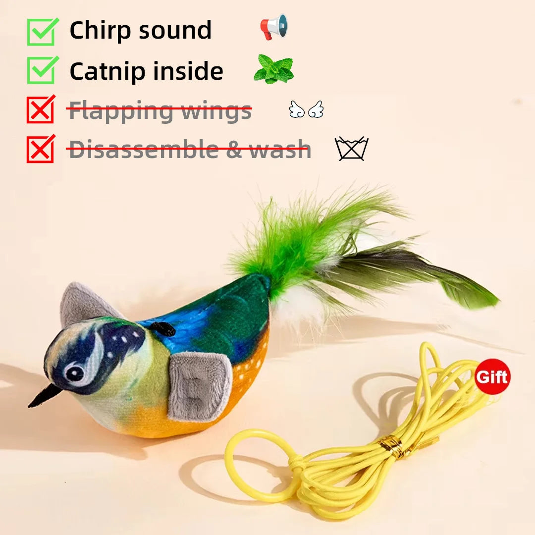 NaturePaws Rechargeable Flapping Bird Cat Toy – Chirping, Catnip-Infused, and Touch-Activated!