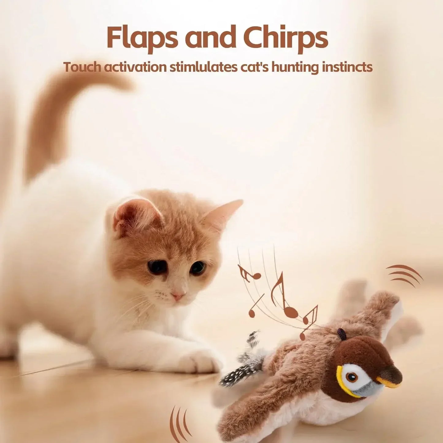 NaturePaws Rechargeable Flapping Bird Cat Toy – Chirping, Catnip-Infused, and Touch-Activated!
