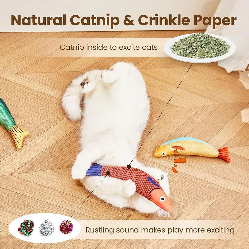3D Catnip Fish Toy – Interactive Plush Goldfish with Sound for Kittens & Cats!
