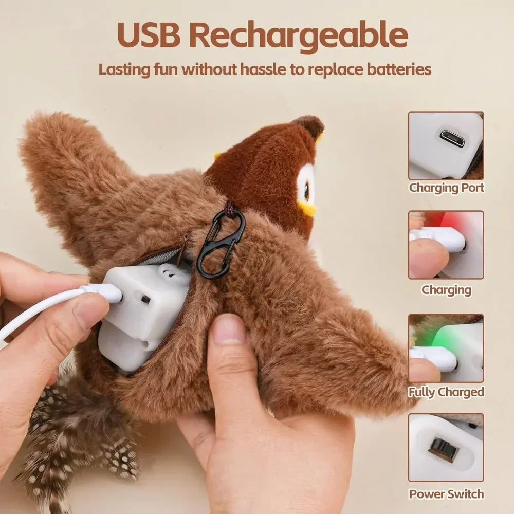 NaturePaws Rechargeable Flapping Bird Cat Toy – Chirping, Catnip-Infused, and Touch-Activated!