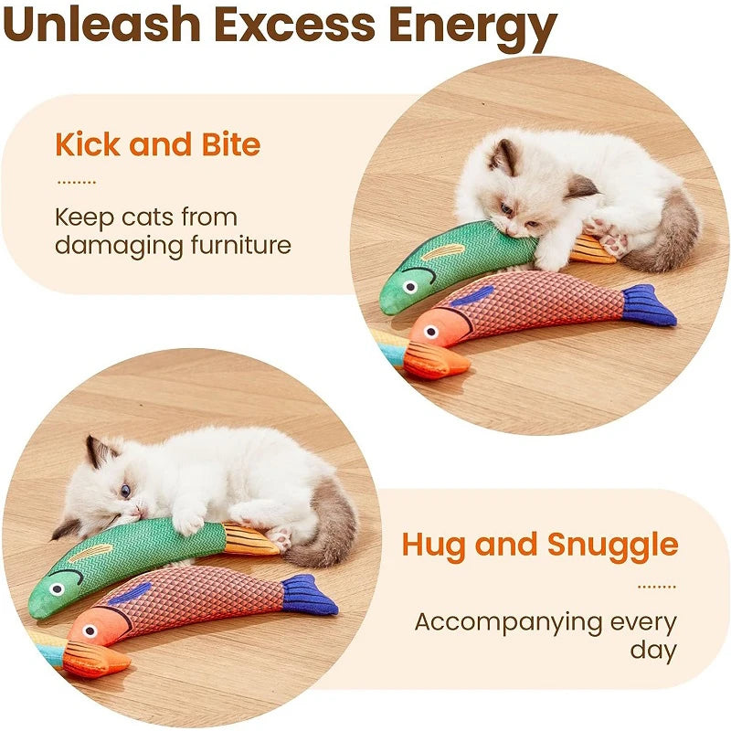 3D Catnip Fish Toy – Interactive Plush Goldfish with Sound for Kittens & Cats!