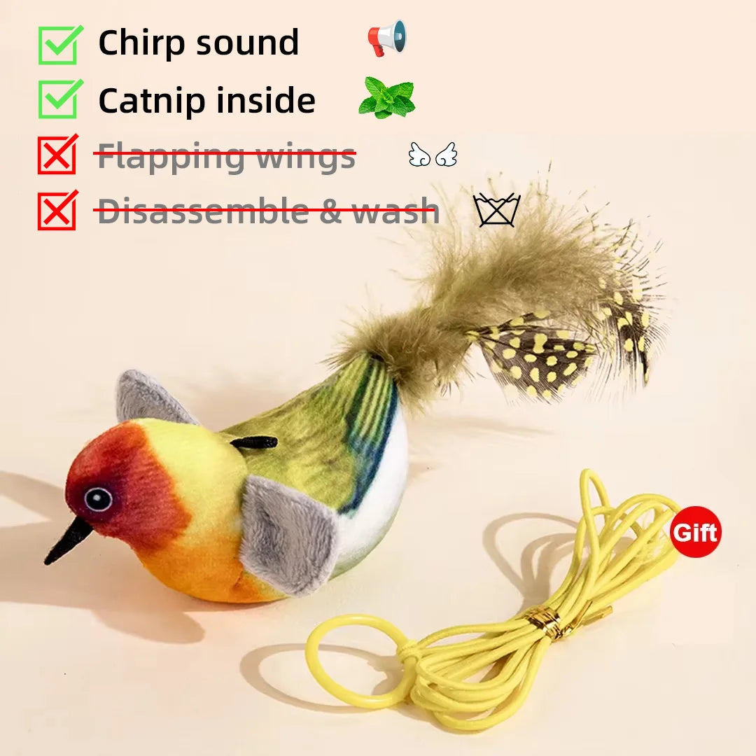 NaturePaws Rechargeable Flapping Bird Cat Toy – Chirping, Catnip-Infused, and Touch-Activated!