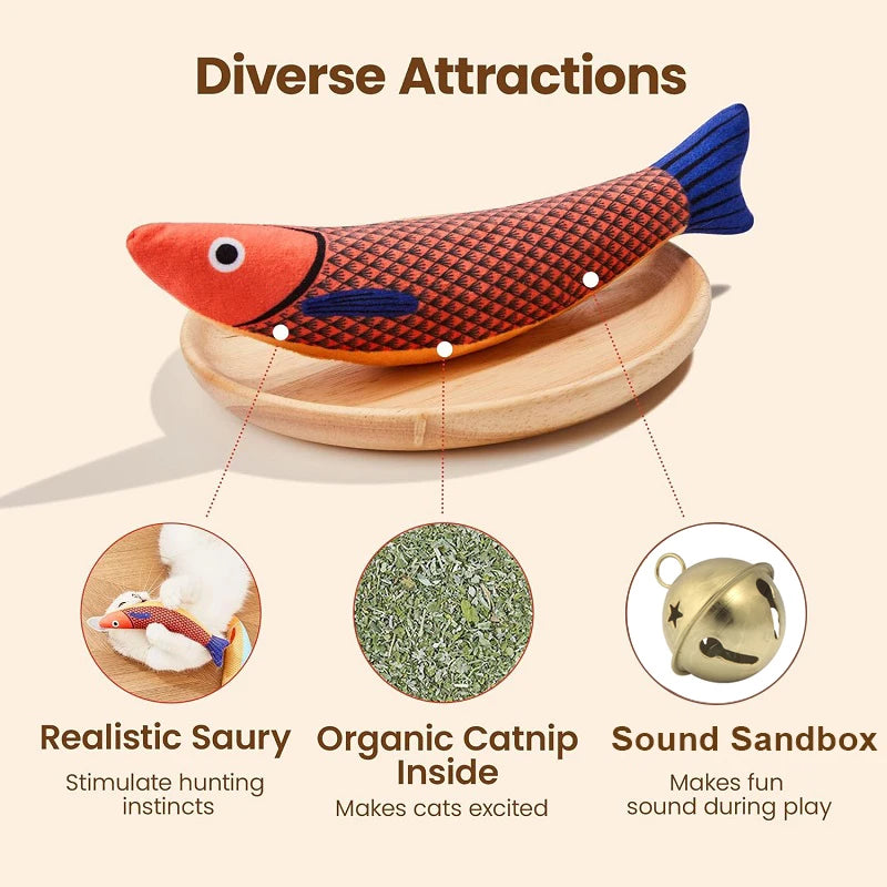 3D Catnip Fish Toy – Interactive Plush Goldfish with Sound for Kittens & Cats!