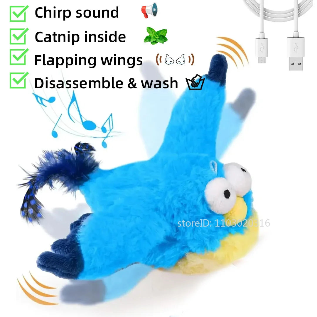 NaturePaws Rechargeable Flapping Bird Cat Toy – Chirping, Catnip-Infused, and Touch-Activated!