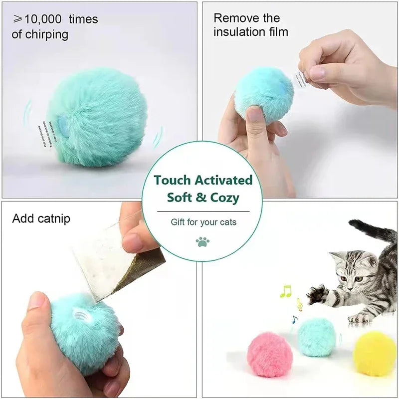 Smart Electric Catnip Toy – Plush Squeak Ball for Interactive Kitten Training & Play!