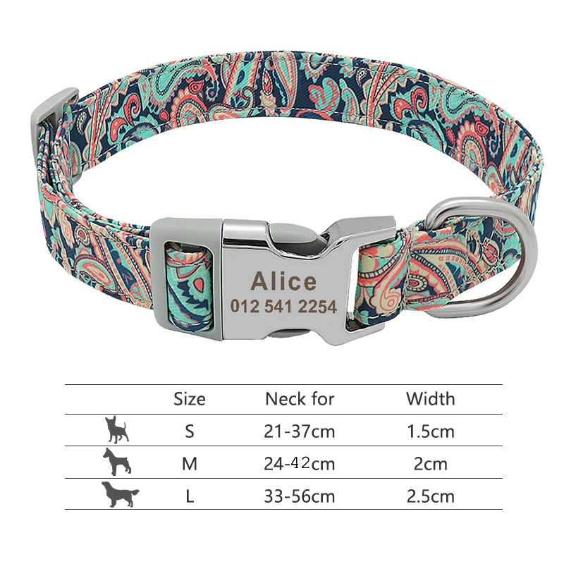 Adjustable Nylon Pet Collar – Personalized Dog & Cat ID Collar with Engraved Name Buckle, Anti-Lost Design for Small, Medium & Large Pets