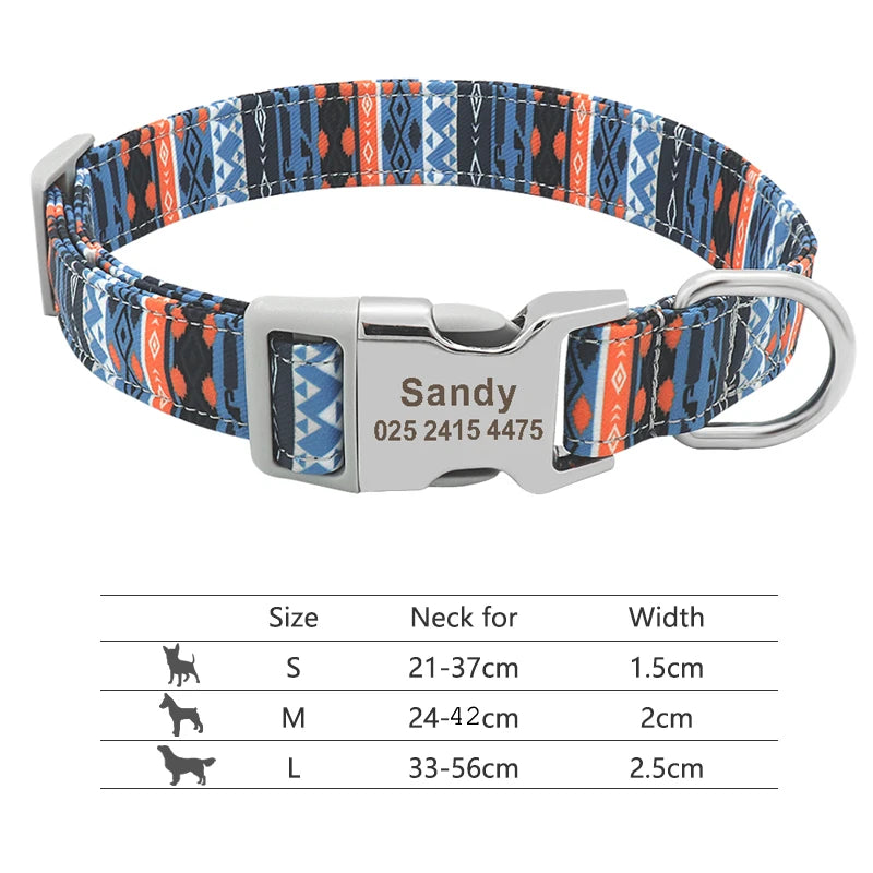 Adjustable Nylon Pet Collar – Personalized Dog & Cat ID Collar with Engraved Name Buckle, Anti-Lost Design for Small, Medium & Large Pets