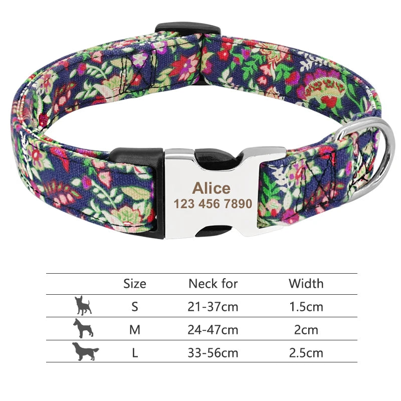 Adjustable Nylon Pet Collar – Personalized Dog & Cat ID Collar with Engraved Name Buckle, Anti-Lost Design for Small, Medium & Large Pets