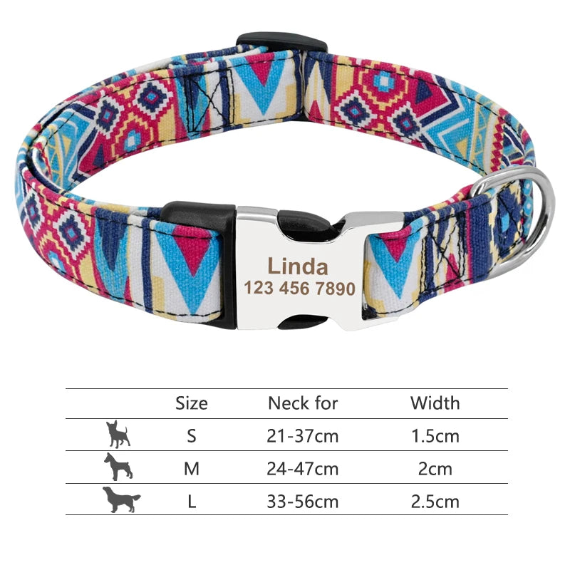 Adjustable Nylon Pet Collar – Personalized Dog & Cat ID Collar with Engraved Name Buckle, Anti-Lost Design for Small, Medium & Large Pets