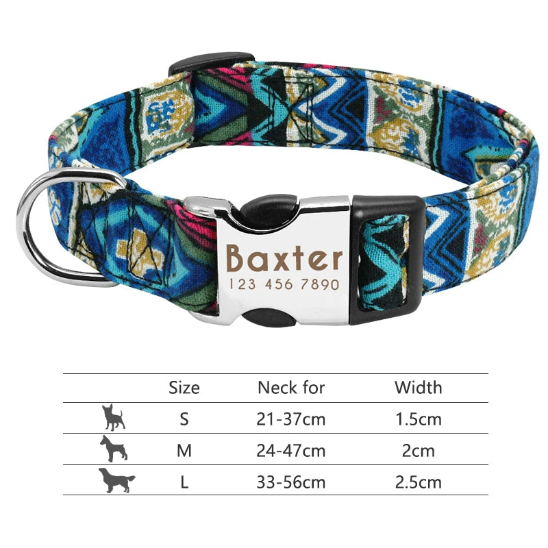 Adjustable Nylon Pet Collar – Personalized Dog & Cat ID Collar with Engraved Name Buckle, Anti-Lost Design for Small, Medium & Large Pets