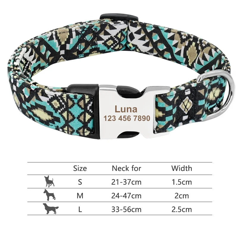 Adjustable Nylon Pet Collar – Personalized Dog & Cat ID Collar with Engraved Name Buckle, Anti-Lost Design for Small, Medium & Large Pets