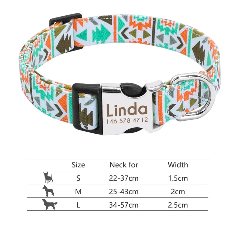 Adjustable Nylon Pet Collar – Personalized Dog & Cat ID Collar with Engraved Name Buckle, Anti-Lost Design for Small, Medium & Large Pets