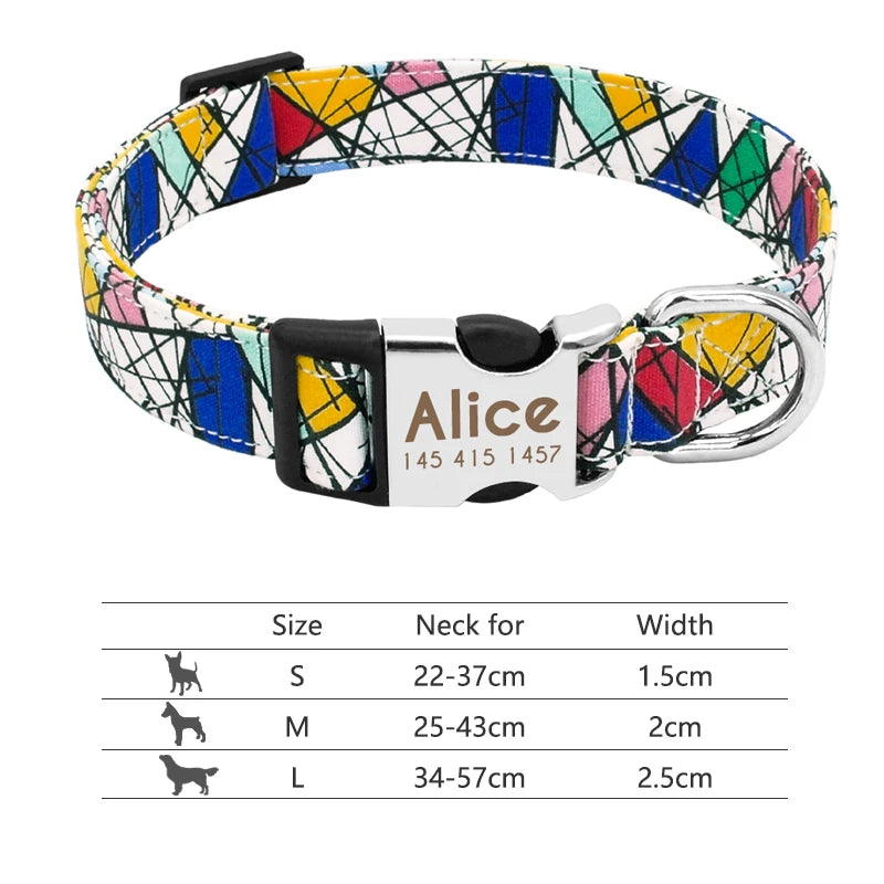 Adjustable Nylon Pet Collar – Personalized Dog & Cat ID Collar with Engraved Name Buckle, Anti-Lost Design for Small, Medium & Large Pets