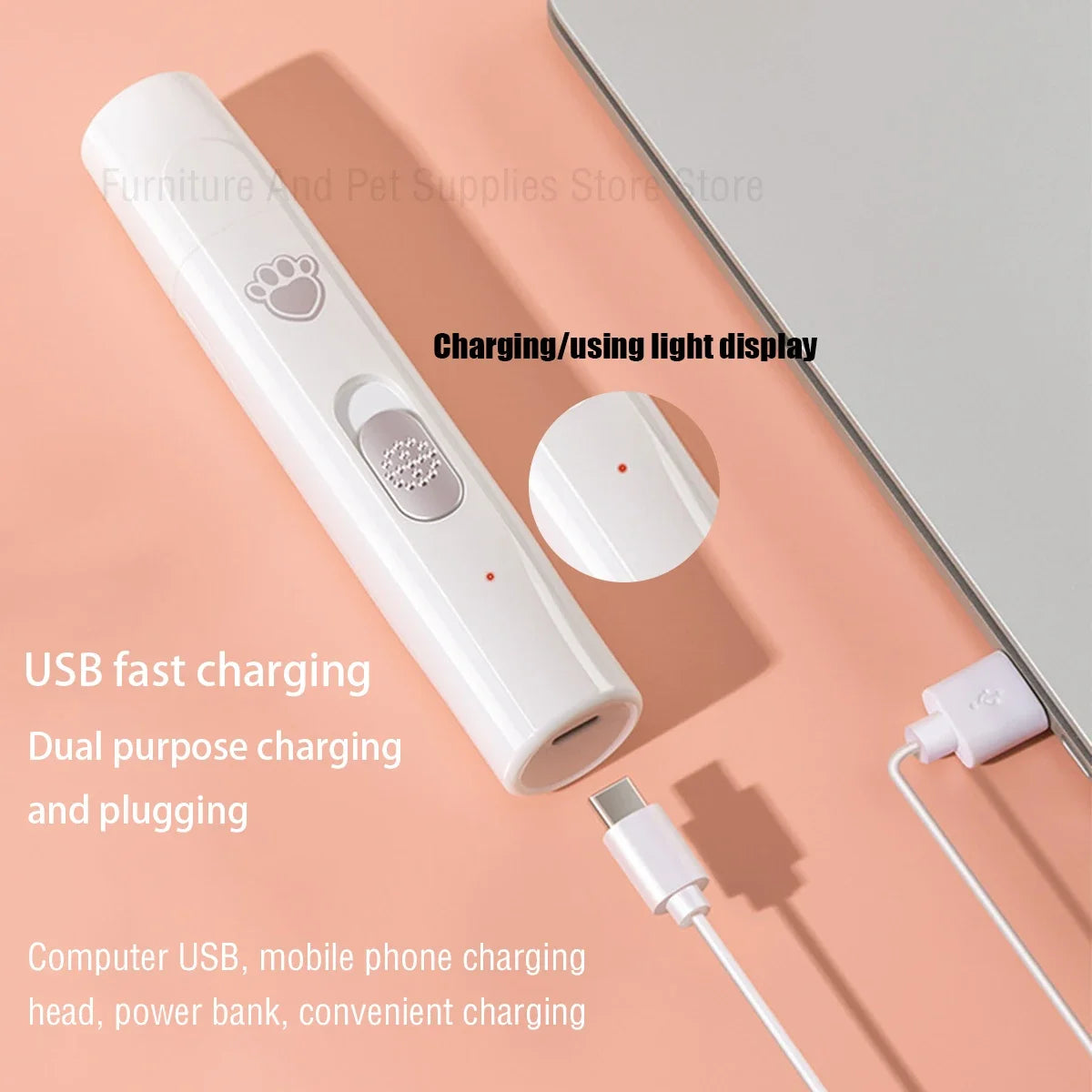 Electric Dog Nail Grinder – USB Rechargeable Painless Nail Clipper & Polisher for Small/Large Pets!