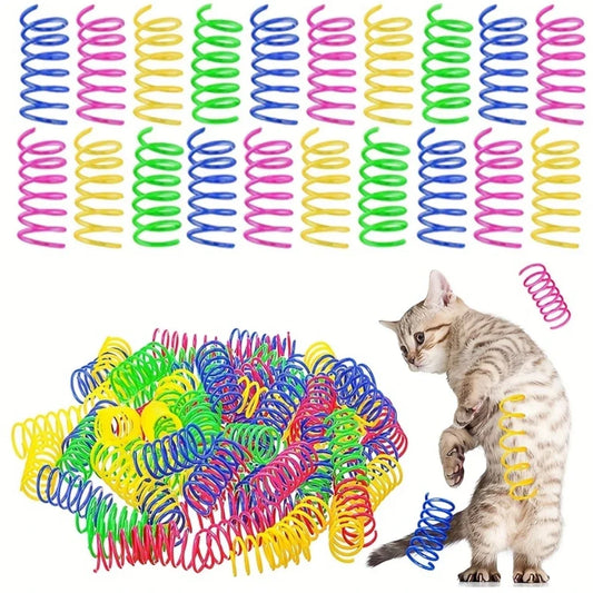 20PCS Colorful Cat Spring Toys – Interactive Plastic Coil for Indoor Cats & Hunting Play!