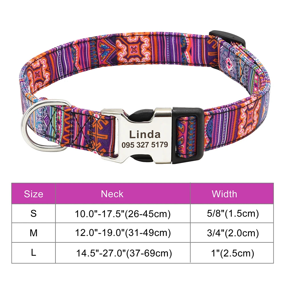 Adjustable Nylon Pet Collar – Personalized Dog & Cat ID Collar with Engraved Name Buckle, Anti-Lost Design for Small, Medium & Large Pets