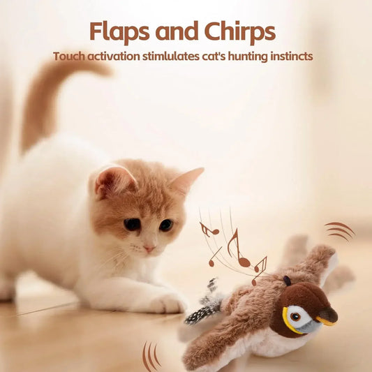 NaturePaws Rechargeable Flapping Bird Cat Toy – Chirping, Catnip-Infused, and Touch-Activated!