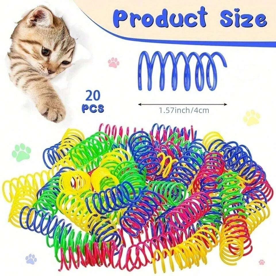 20PCS Colorful Cat Spring Toys – Interactive Plastic Coil for Indoor Cats & Hunting Play!