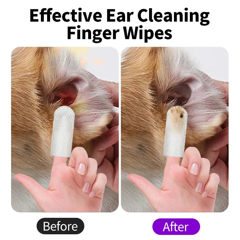 Pet Ear Cleaning Wipes – Fingertip Wipes for Mite Removal & Hygiene in Cats & Dogs!