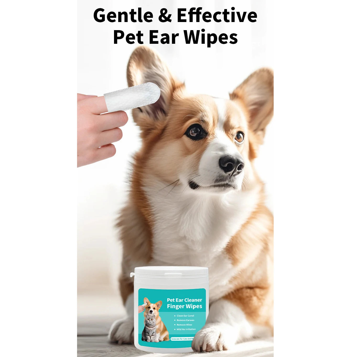 Pet Ear Cleaning Wipes – Fingertip Wipes for Mite Removal & Hygiene in Cats & Dogs!