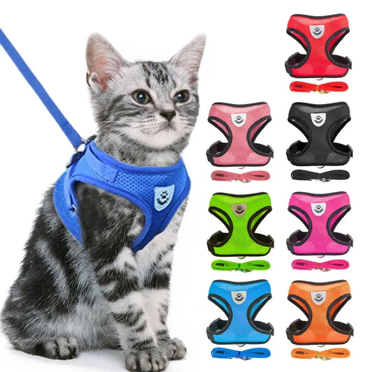 Escape-Proof Cat Harness & Leash – Adjustable Mesh Vest for Small & Medium Pets!