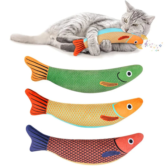 3D Catnip Fish Toy – Interactive Plush Goldfish with Sound for Kittens & Cats!