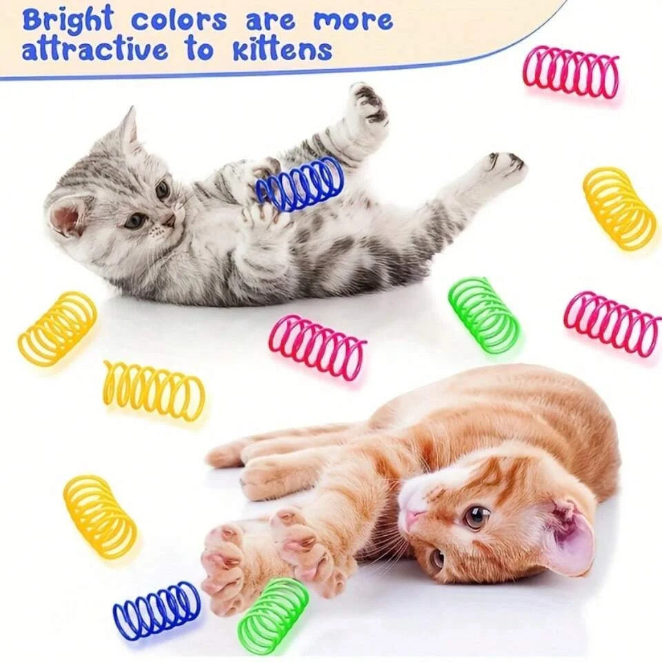 20PCS Colorful Cat Spring Toys – Interactive Plastic Coil for Indoor Cats & Hunting Play!