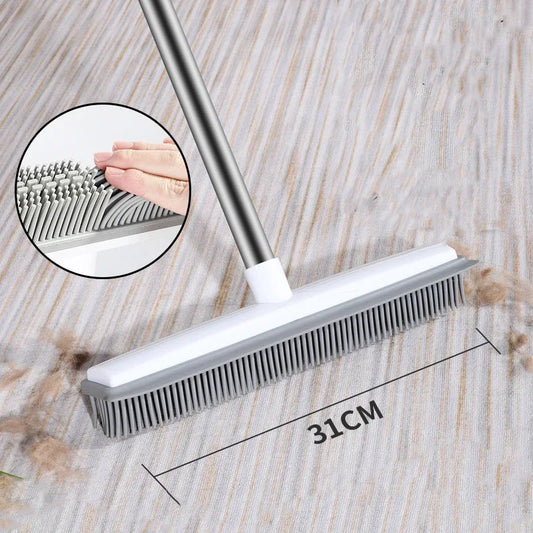 NaturePaws Rubber Broom & Pet Hair Remover – Carpet Rake with Squeegee for Fluff-Free Floors!