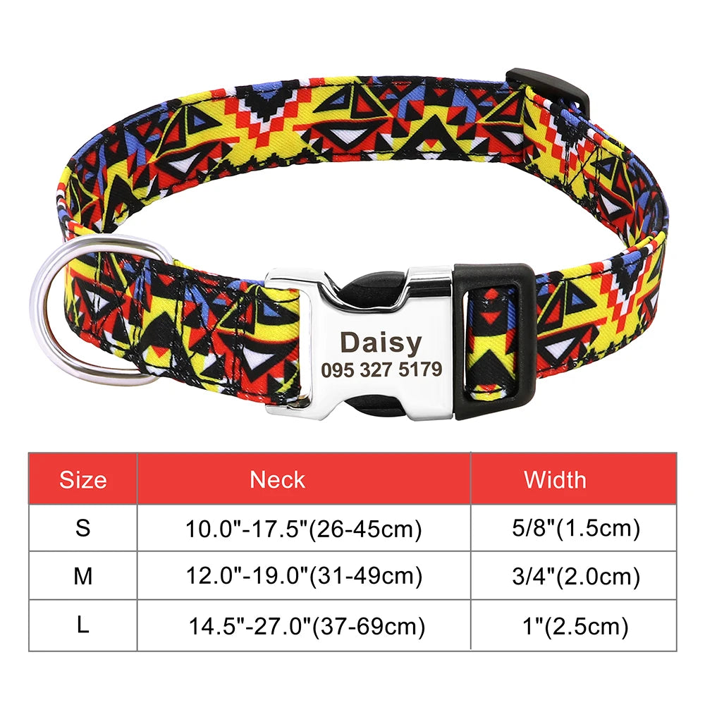 Adjustable Nylon Pet Collar – Personalized Dog & Cat ID Collar with Engraved Name Buckle, Anti-Lost Design for Small, Medium & Large Pets